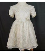 Vtg Jessica McClintock Dress Little Girls 5 Satin Lace Bow Crinoline Puf... - $48.34 CAD