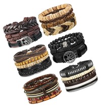 24 Pcs Woven Leather Bracelet for Men Women Cool Cuff - £49.34 GBP