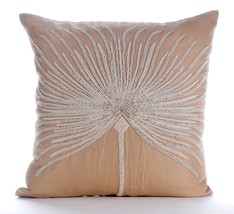 Beige Cotton Linen 16&quot;x16&quot; Beaded Tree Decorative Pillow Covers, Fragrant Dream - £30.93 GBP+