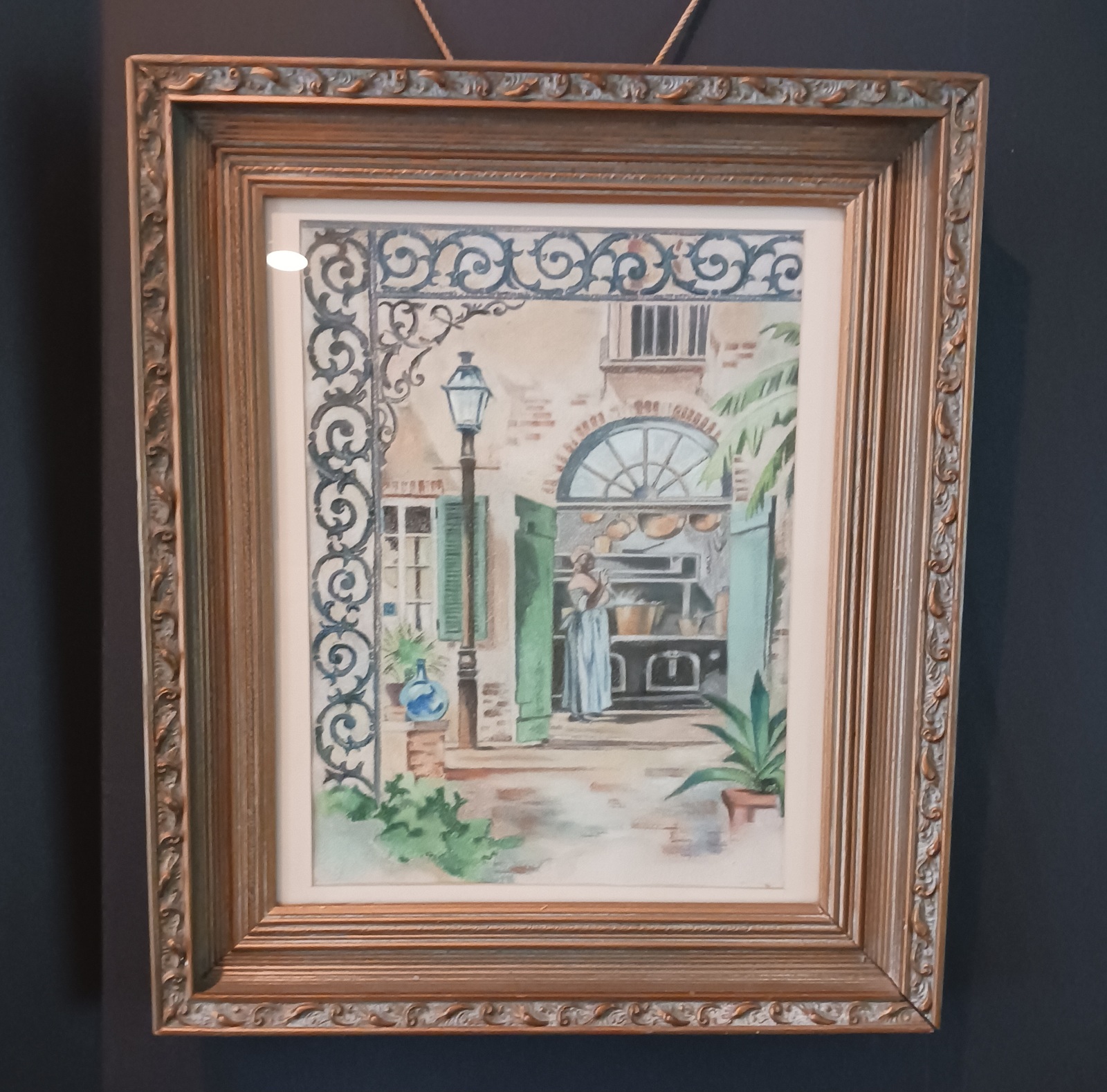 New Orleans Kitchen - Hand Painted in Gouache, Signed Don Fritchey, 1968 - $310.25