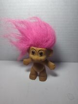 Vintage Russ 3” Troll Doll Pink Purple Hair Brown Eyes Nude Naked Figure... - $9.38