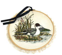 Silk Screened Mallard Duck  Vintage Wall Hangings In Quilting Hoop 7.75 in - £10.32 GBP