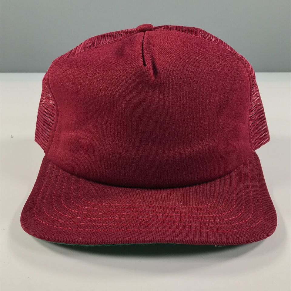 Vintage Burgundy Red Trucker Hat Boys Youth Size Mesh Dome New Era Pro M... - $10.88