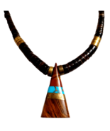 Vtg Stone Copper Bead Choker Necklace Turquiose Jasper Petrified Wood Pe... - €40,92 EUR
