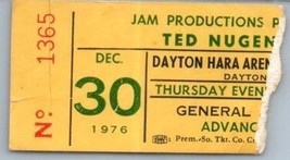 Vintage Ted Nugent Ticket Stumpf Dezember 30 1976 Dayton Ohio - $49.48