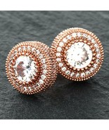 Men&#39;s 3 CT Round Simulated CZ 14K Rose Gold Plated Halo Cluster Stud Ear... - £42.66 GBP