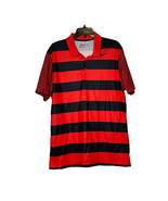 Nike Golf Mens Polo Shirt Size Large Standard Orange Navy Stripe Dri-Fit... - £12.63 GBP