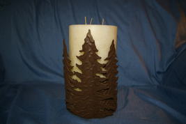 Home Interiors &amp; Gifts Rustic Pines Pillar Holder Tress Evergreen Homco - £7.13 GBP