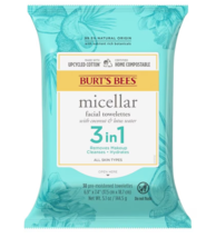 Burt&#39;s Bees 3 in 1 Micellar Facial Cleanser and Makeup Remover Towelettes Coconu - £25.95 GBP