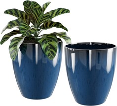 Plant Pots Set Of 2, 10 Inch Plant Pot For Indoor And Outdoor Plants With - £41.40 GBP