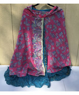 Sari Chic Wrap Scarf Skirt 2-layer Bohemian OS w/ Gold Thread Design Fes... - $24.37 CAD