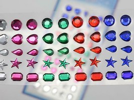Stick On Rhinestones Plastic Face Gems Body Jewels Cards For DIY Craft &amp; Parties - £9.55 GBP