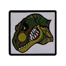 Angry Dinosaur T Rex Head Embroidered Patch Iron On. Size: 3.3 X 3.4 inc... - £5.92 GBP