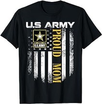 Vintage U.S. Army Proud Mom With American Flag Gift T-Shirt - £12.57 GBP+