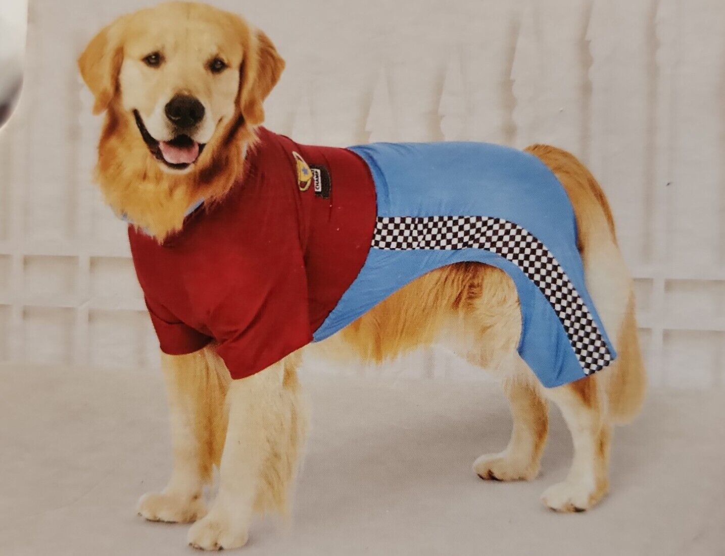 Race Car Driver Dog Costume XL Extra Large Red Blue Halloween Dress Up New - $4.89