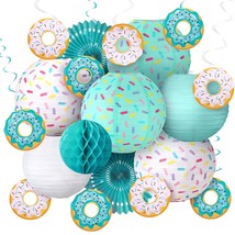 19 Pcs Donut Birthday Party Decorations, 6 Pcs Donut Lanterns Sprinkle Hanging P - £31.16 GBP