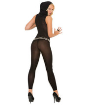 Vivace Opaque Hooded Deep V Footless Bodystocking One Size - £12.52 GBP
