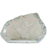 FLYING DUCK Iceberg ART GLASS PAPERWEIGHT Clear ETCHED 7.5” x 5.25” Statue - $7.68