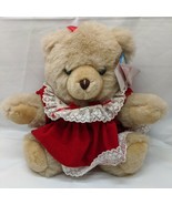 A Fiesta Toy 10.5&quot; 2A&#39;SST Bear With Red Dress Red Bow Gift Plush - $10.02