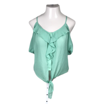 Bongo Cute Cold Shoulder Button Up Shirt Blouse ~ Sz S ~ Teal Green - £10.84 GBP