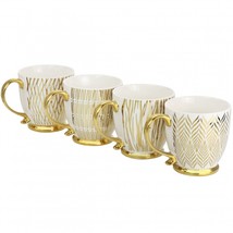 Gibson Home Gold Finch 4 Piece 16.7oz Electroplated Fine Ceramic Mug Set in Gold - $67.91 CAD