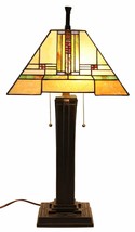 Frank Lloyd Wright Mission Style Pyramid Translucent Glass Side Table Lamp Decor - £251.47 GBP