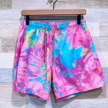 Boardies 5&quot; Colorful Spiral Tie Dye Swim Trunks Blue Pink Pockets Mens Small - £27.68 GBP