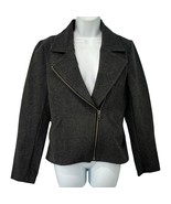 Betabrand Gray SoHo Asymmetrical Zipper Moto Biker Jacket Blue Lining Si... - $66.94 CAD