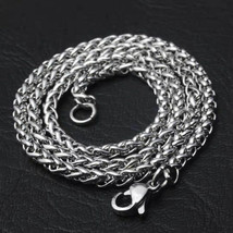 3/4/6/8mm Braided Wheat Round Spiga Chain Mens Hip Hop Jewelry Stainless Steel  - £7.12 GBP+