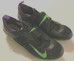 NIKE Zoom PV II Spike Black Fluorescent Green Pole Vault Shoes Cleat Men... - £27.31 GBP