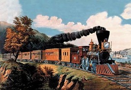 Steam Locomotive by Nathaniel Currier - Art Print - £17.22 GBP+