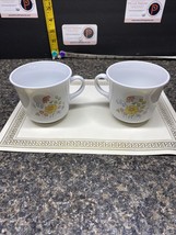 Set of 2 Vintage Corning Corelle Discontinued SPRING MEADOW Coffee Cups Tea Cups - £6.39 GBP