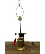 Vintage Clayton &amp; Lambert Brass Blow Torch Table Lamp 1921 Red Handle Up... - £27.65 GBP