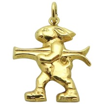 Vintage Art Deco 14K Gold Cartoon Rabbit with Snow Skis Austria Charm - £125.52 GBP