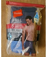 Hanes Mens Boxer Briefs 5 Pack Sz Large 36&quot;-38&quot; Tagless 100% Cotton Blue... - $262.44 MXN