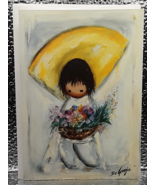 De Grazia Flower Boy Vintage Blank Greeting Card Frameable Art Collectible  - £9.62 GBP