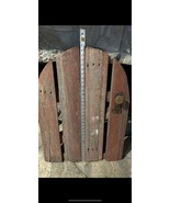 Primitive Wooden Garden Gate Rustic Red Great Mantel Decor Rusty Hardware - £145.38 GBP