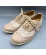 Hotter Womens Oxford Shoes Size 6 Beige Leather Suede Wingtip Brogues Vi... - $21.67