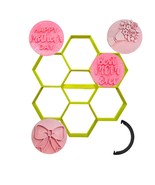 Mothers Day With Hexagon Set Of 6 Cookie Stamps And Cutter Made In USA P... - $20.49