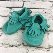 Turquoise Childrens Leather Moccasins Slippers Shoes Stretch Slip-On Cos... - £11.31 GBP