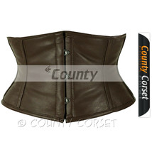 Cincher Shaper Mini Waspie Full Steel Boned Sexy Real Soft Brown Leather... - $54.98