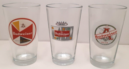 Budweiser Collector Retro Pint Beer Pub Glasses 1930-1959 Set of 3 - $14.93