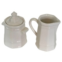 Pfaltzgraff Dining Heritage Ironstone White Creamer Cream Pitcher and Sugar 5&quot; - £24.10 GBP