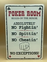 Poker Room Rules Of The House 8” X 12” Man Cave Decor 2007 Galan Ent Met... - $22.27
