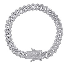 Hip Hop Iced Out Bling CZ Men Bracelet fashion 7 8 9 inch long Miami Cuban Chain - £36.62 GBP