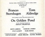 Showbill On Golden Pond 1979 Frances Sternhagen Tom Aldredge  - £8.91 GBP