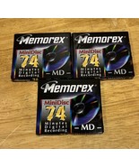 Memorex MiniDisc Blank 74-Minute MD Digital Recording. New, Sealed lot of 3 - $17.81