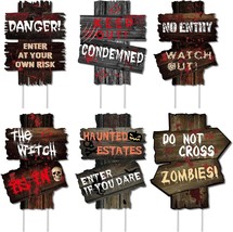 Halloween Decorations Yard Signs Stakes Props,6 PCS Halloween Decor Warning Sign - £14.80 GBP