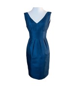 Jenny Yoo Collection Dress 0 Blue Empire Tie Back V-Neck Pleated Bridesmaid - £31.59 GBP