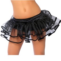 Black Petticoat with Trim Tutu Mesh Double Layered Dance Party Costume 1600 - £15.68 GBP